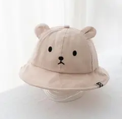 キッズ 帽子 くま あごひも付 可愛い ベージュ 3ヶ月から 赤ちゃん 帽子 夏