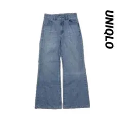 美品✨　UNIQLO ユニクロ ハイライズ フレアジー25 M ライトブルー