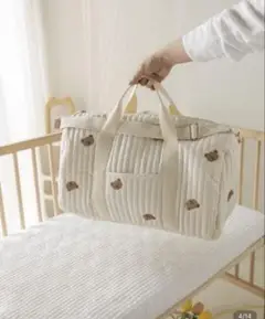 【最終値下げ】大型 ボストンバッグ ベア柄 マルチ機能 マザーズバッグ