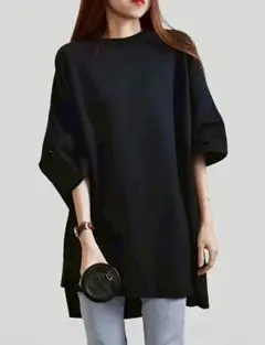 接触冷感Tシャツ　ブラック　フリーサイズ　ゆったり