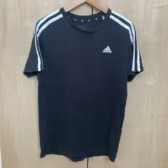 adidas ストライプ Tシャツ J150 黒