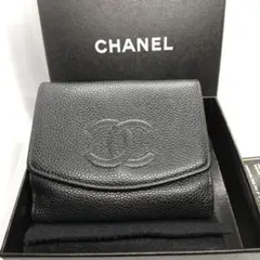 CHANEL 折財布ココマークキャビアスキン