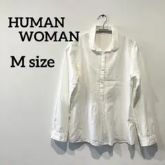 HUMAN WOMAN シャツ ブラウス 長袖 コットン Mサイズ