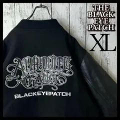 【極美品】ブラックアイパッチ スタジャン 取扱注意 刺繍 袖レザー ウール 超絶人気モデル・美品】ブラックアイパッチ×ヨウジヤマモト 取扱