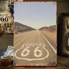 〖ブリキ看板〗ROUTE66 レトログラフ ⑧ / ルート66 / 20x30㎝