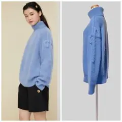 PATOU 水色 モヘヤ タートル ニット M 厚手