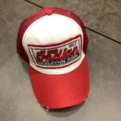 新品未使用 メッシュ ロゴ キャップ 赤　 帽子 アメカジ トラッカー