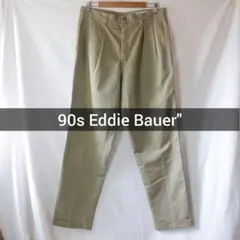 90s 白タグ Eddie Bauer ベージュ チノパン 2タックチノ 34