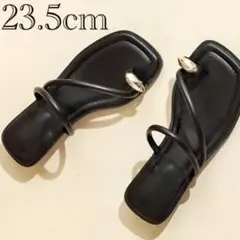 トングサンダル ローヒール フラット ワンポイント ブラック 23.5 軽量
