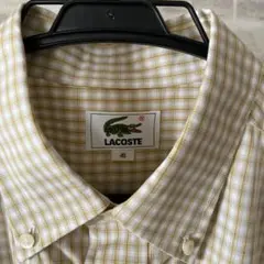 Lacoste チェック柄 半袖シャツ ベージュLサイズ