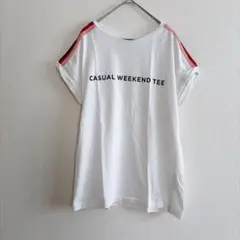 ベルシュカ　半袖 Tシャツ ホワイト　白　トップス　ホワイト　サイドライン　S