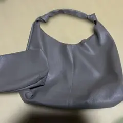 グレー ショルダーバッグ ノットハンドル