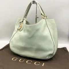 ✨極美品✨GUCCI ハンドバッグ インターロッキング レザー シボ グリーン