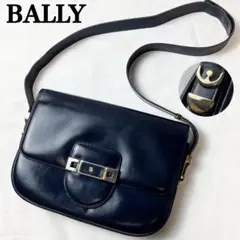 BALLY ショルダーバッグ ハンドバッグ 2way ゴールド金具 レザー 紺