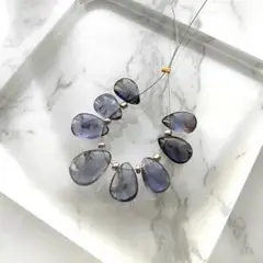 【訳あり】アイオライト 天然石 ペアシェイプ 8粒セット