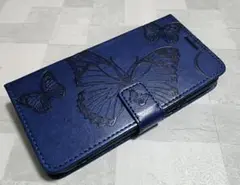 手帳型 グーグル Pixel8a 用 スマホケース 蝶柄 バタフライ ネイビー