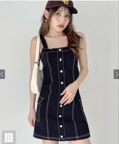 GRL 配色ステッチキャミミニワンピース
