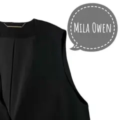 Mila Owen ミラ オーウェン ノーカラー バックベルト ロングジレ