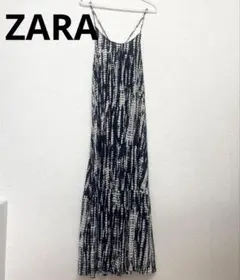 ZARA キャミソール　ロングワンピース　藍染