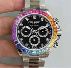 としクロスボールチェーンベルトカスタム　レインボーベゼル　デイトナ とし様専用クロスボールチェーンベルトカスタム レインボー