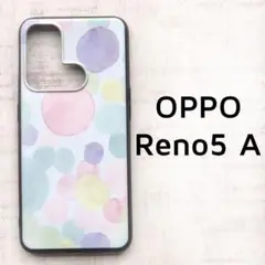 OPPO Reno5A カバー パステル 水玉
