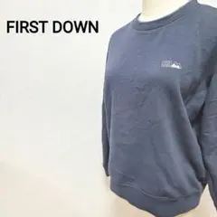 90s ファーストダウン 刺繍ロゴ 長袖 裏起毛トレーナー