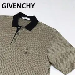 GIVENCHY　半袖　ポロシャツ　レトロ　幾何学模様　総柄　刺繍ロゴ　M