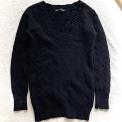 ラルフローレン ケーブル ニット セーター 黒ブラック 羊毛ウール カシミヤ M