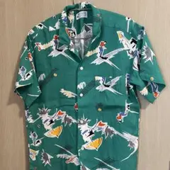 メンズシャツ　SCENERY アロハシャツ　古着 緑　Mサイズ