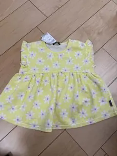 moujonjon 花柄フリル袖チュニック（黄色）