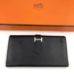美品 HERMES エルメス べアン 長財布 シルバー金具 ブラック 黒