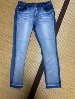 バイカラースキニーデニム　S