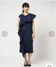 定価19,800円 ルシェルブルー タフタラッフル ドレス ワンピース