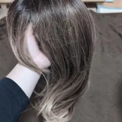 ブラウン セミロングウィッグ ストレート