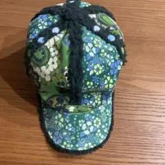 緑系花柄カジュアルキャップ