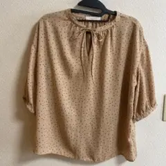 【美品】chocol raffine robe シャツ 水玉 リボン ブラウン