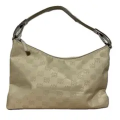 DKNY ベージュ ロゴ入り ハンドバッグ