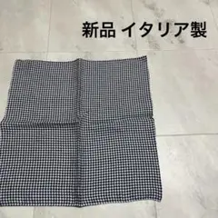 新品 イタリア製 バンダナ ハンカチ 麻 千鳥柄 高級 ヨーロッパ ネイビー