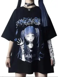 新品❗️CRAZY GIRL メンヘラ、トー横系オーバーサイズTシャツ ブラック