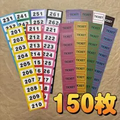 海外チケット風コラージュ素材150枚/数字連番/ハンドメイド/ジャンクジャーナル