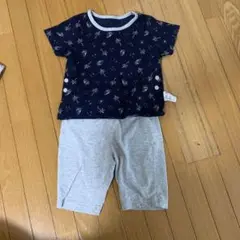 ベビーパジャマ ネイビー×グレー 海のモチーフ