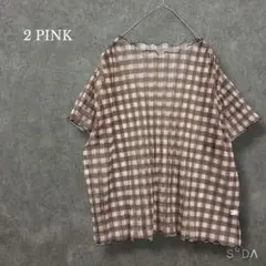 ♥ツーピンク 2PINK【L】 シアーメロウカットソー ギンガムチェック 半袖