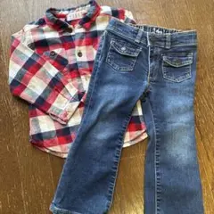 E.L.L.E. チェック柄シャツとGAPデニムパンツセット