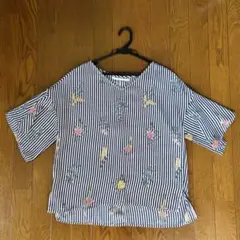【美品】ストライプ×花柄ブラウス レディース フリーサイズ