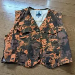GAULTIER オレンジブラウン顔柄ベスト 42