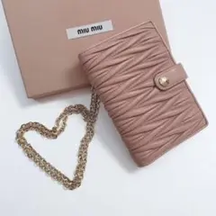 《新品》miumiu マテラッセ 二つ折り ミニ財布 マルチケース パスケース