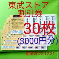 【30枚】東武ストア割引券
お買い物優待券30