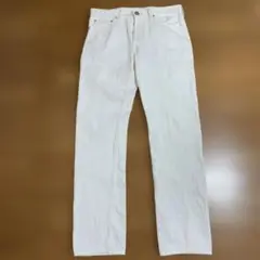 ホワイト ストレートセルビッチデニム パンツ