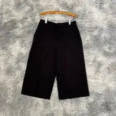 【自由区】美シルエット ハーフパンツ ワイド 黒（36）ウエストゴム TC310