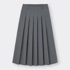 GU プリーツAラインミディスカート　ダークグレー